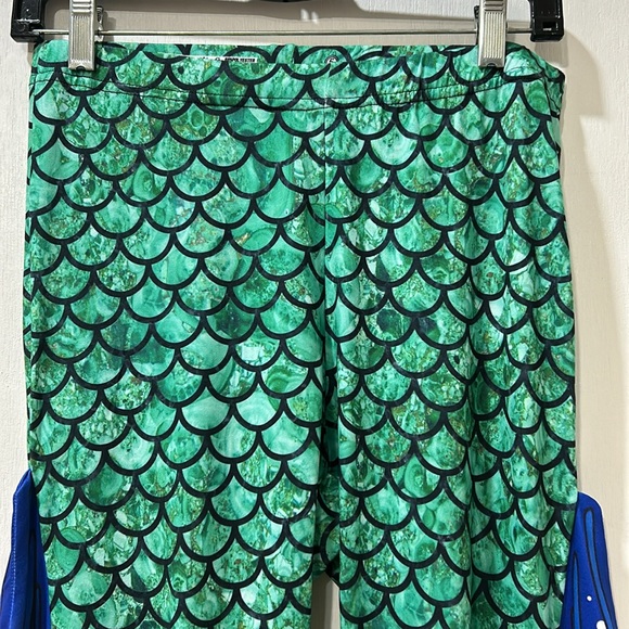MERMAID YOGA PRINT LEGGINGS GREEN BLUE WOMENS SIZE 4 - Picture 4 of 8